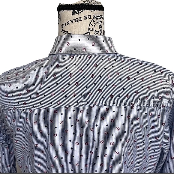 Tommy Hilfiger Blue Striped Anchor Print Shirt Women’s S – Nautical Coastal - Picture 6 of 11